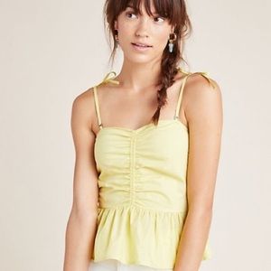 NWT! Anthro Maeve Yellow Stephanie Peplum Top